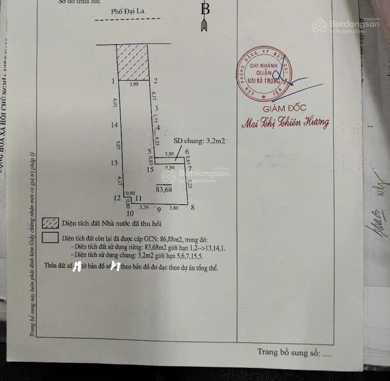 Bán nhà mặt phố đại la, diện tích 84m2, 2 tầng, mặt tiền 4m, giá 33,9 tỷ