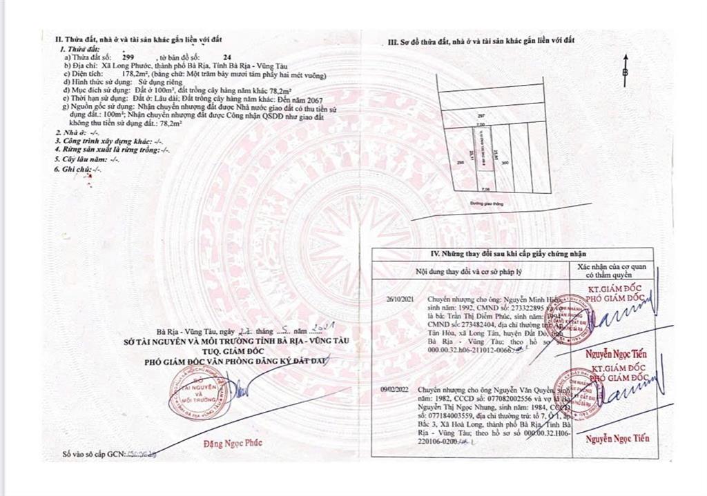 Cần bán đất tại xã long phước tp. bà rịa, brvt