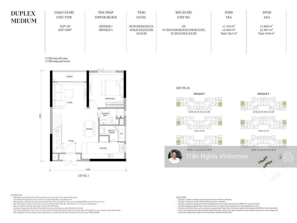 Căn duplex tòa sen 1 diện tích rộng 133.7m², bc đông nam view biển hồ giá tốt the senique hà nội