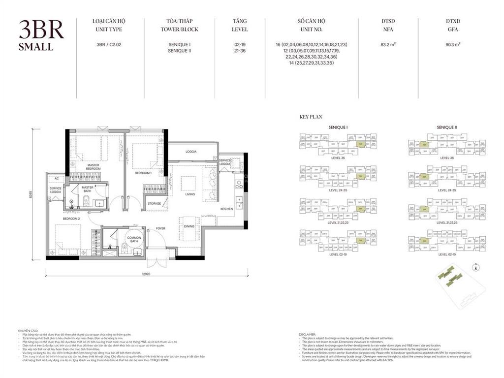 Căn 3pn tòa vip sen sp diện tích 83,2m² tầng trung view đảo ngọc trai giá tốt senique hà nội