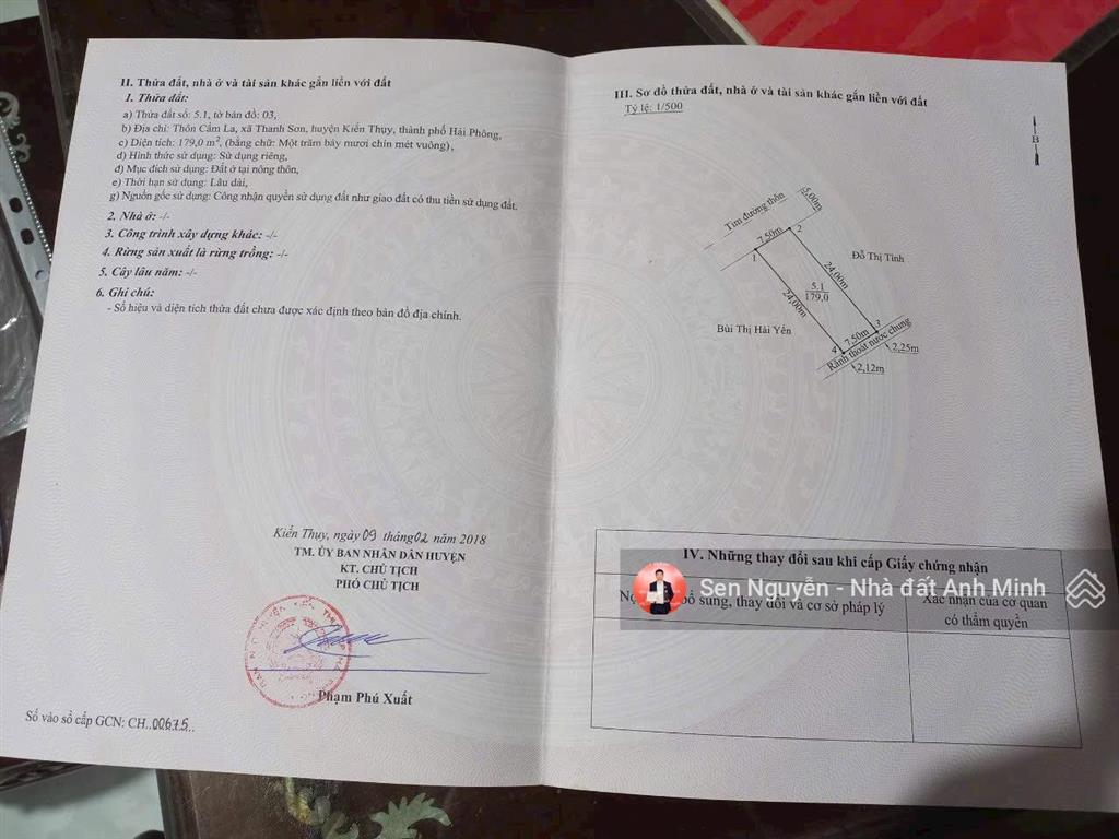 Bán lô đất đẹp tại mặt đường nhựa cẩm la  thanh sơn  kiến thụy
