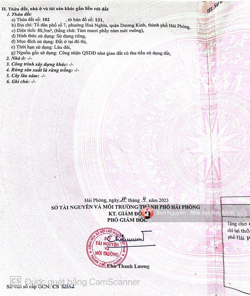 Lô đất hòa nghĩa  2 mặt đường nhựa to  mặt tĩnh hãi + mặt thế nhân