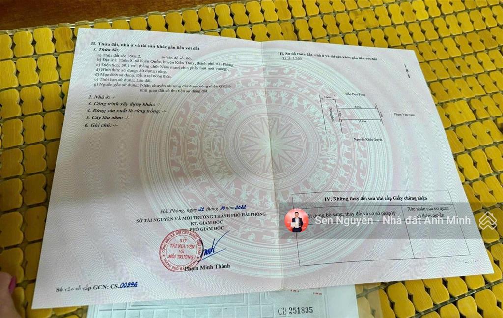 Bán lô đất mặt đường thôn 8 kiến quốc  nghi dương  giá chỉ 1.15 tỷ