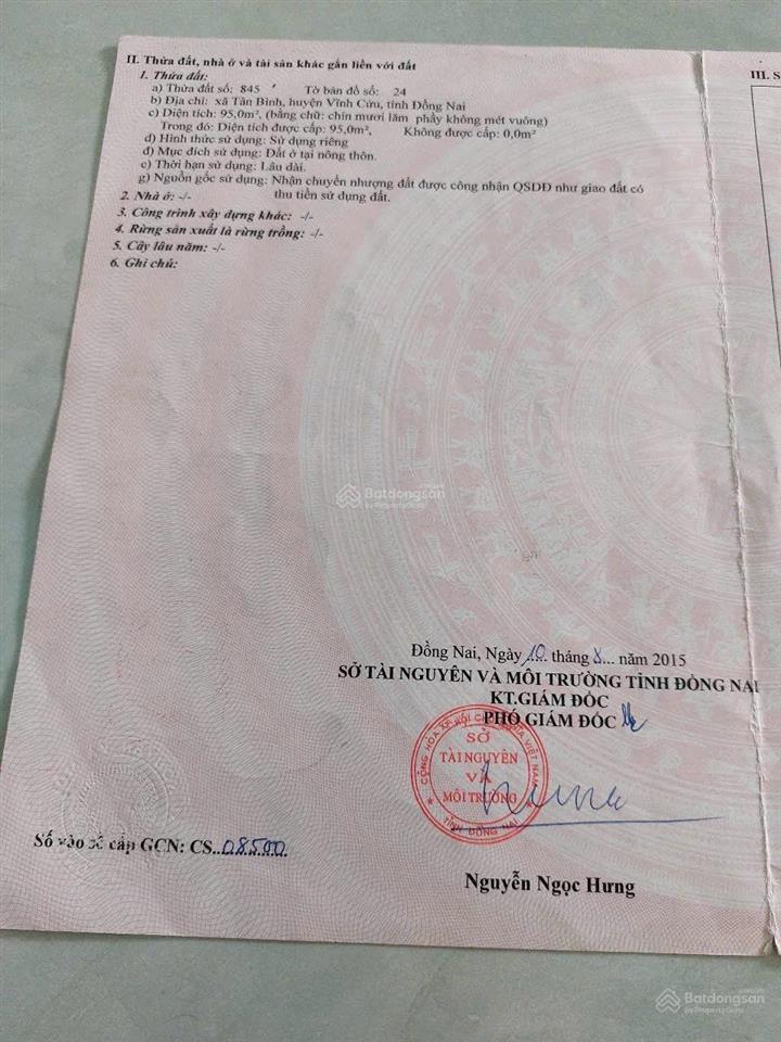 Chính chủ cần bán gấp lô đất đẹp 95m đường nhựa lớn
