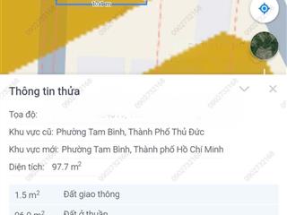 Bán đất gò dưa, tam bình  ngang gần 6 mét  tương lai 2 mặt tiền ko lộ giới