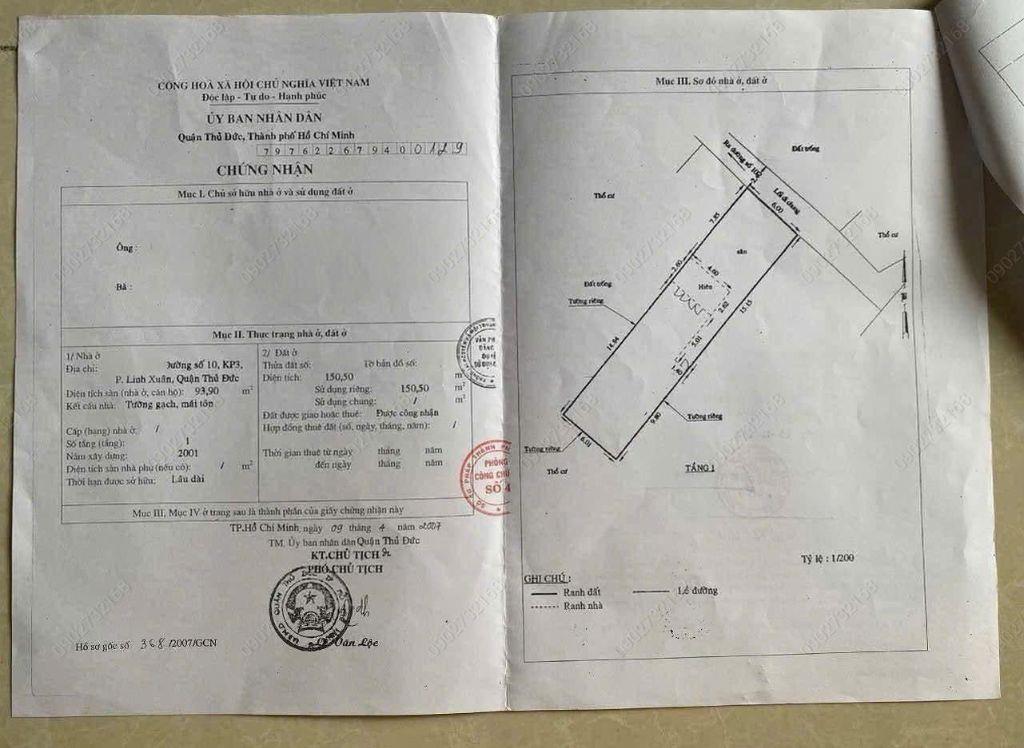BÁN NHÀ LINH XUÂN 150M2 6X25 FULL THỔ - KO QUY HOẠCH KO LỘ GIỚI - SÂN RỘNG