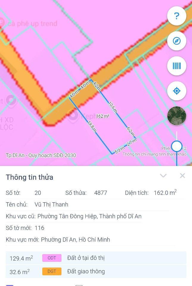 BÁN ĐẤT HẺM XE HƠI DĨ AN - NGANG 8 MÉT PHÂN 2 LÔ HOẶC XÂY BIỆT THỰ