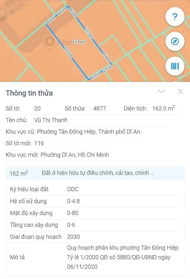 BÁN ĐẤT HẺM XE HƠI DĨ AN - NGANG 8 MÉT PHÂN 2 LÔ HOẶC XÂY BIỆT THỰ