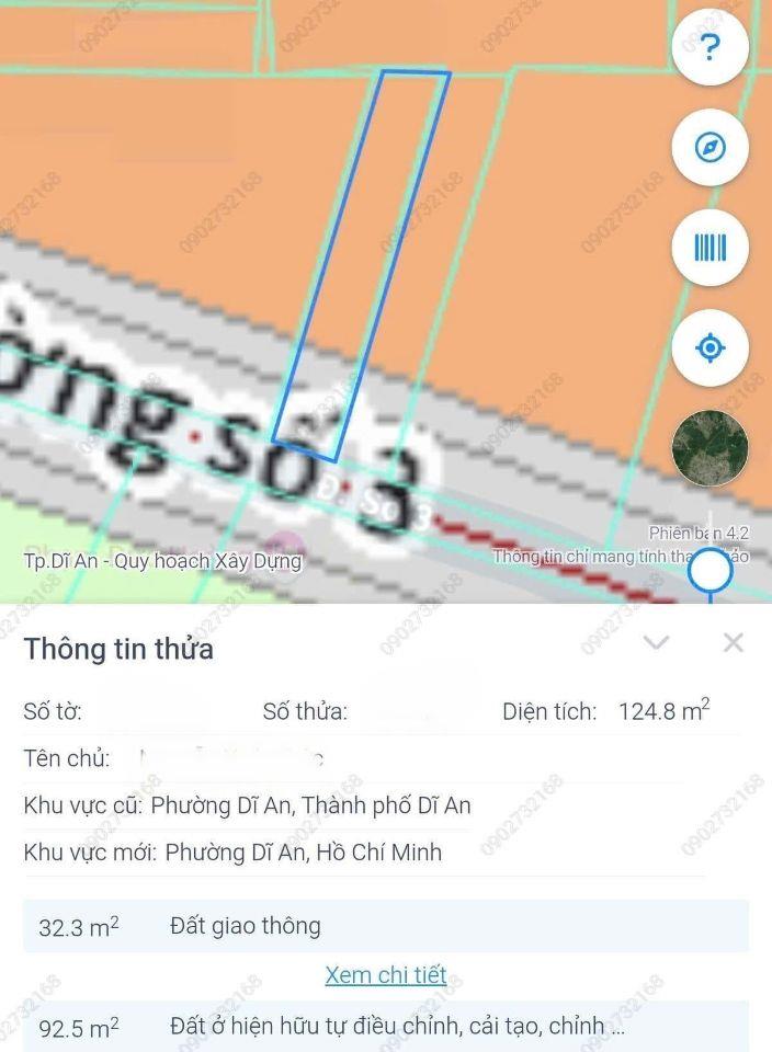BÁN ĐẤT DĨ AN 126M2 MẶT TIỀN NGAY CHỢ XÓM VẮNG - ĐẤT SẠCH CHƯA XÂY GẦN NGÃ TƯ MỒI