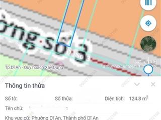 BÁN ĐẤT DĨ AN 126M2 MẶT TIỀN NGAY CHỢ XÓM VẮNG - ĐẤT SẠCH CHƯA XÂY GẦN NGÃ TƯ MỒI