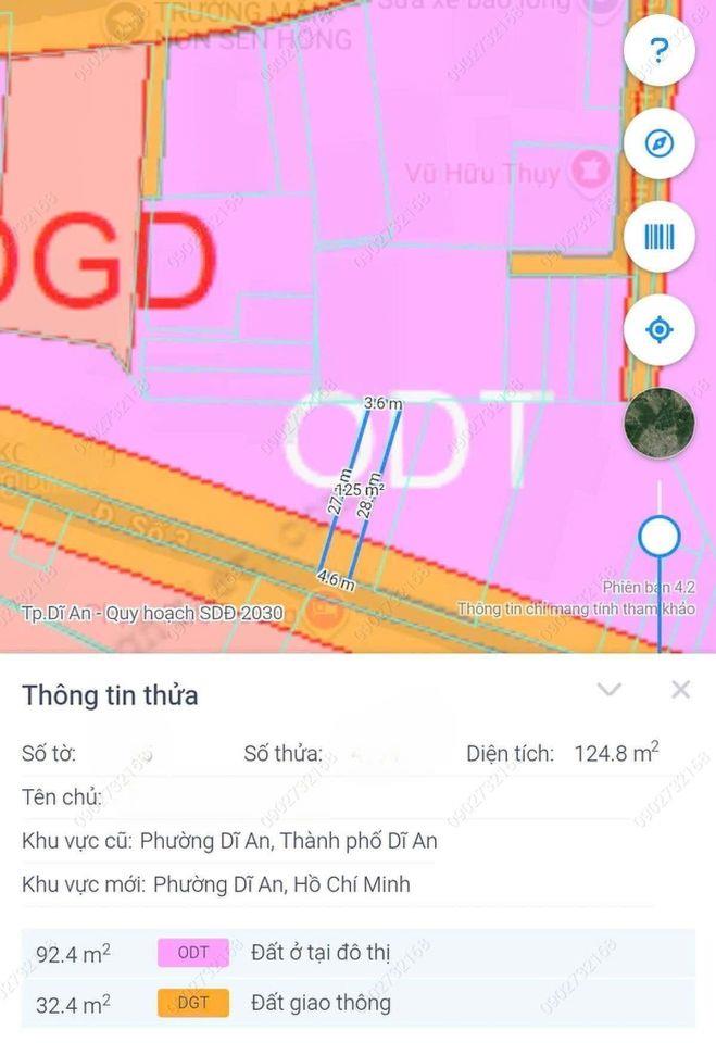 BÁN ĐẤT DĨ AN 126M2 MẶT TIỀN NGAY CHỢ XÓM VẮNG - ĐẤT SẠCH CHƯA XÂY GẦN NGÃ TƯ MỒI