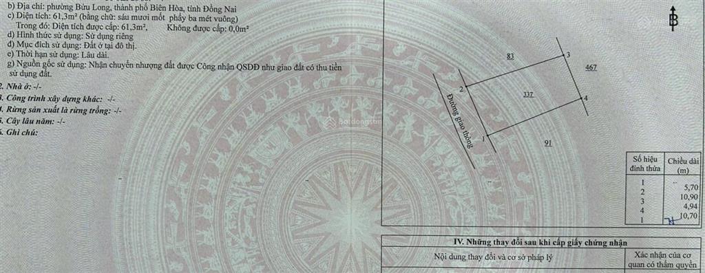 1 tỷ 650tr  bán lô đất full thổ cư gần đường huỳnh văn nghệ  p. bửu long