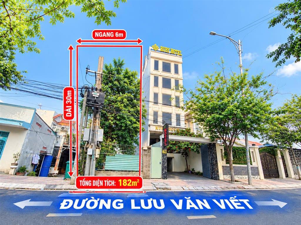 12 tỷ  bán lô đất 182m2 full thổ cư  mặt tiền đường lưu văn viết  p. tam hiệp
