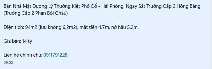 Bán Nhà Mặt Đường Lý Thường Kiệt Phố Cổ - Hải Phòng, Ngay Sát Trường Cấp 2 Hồng Bàng