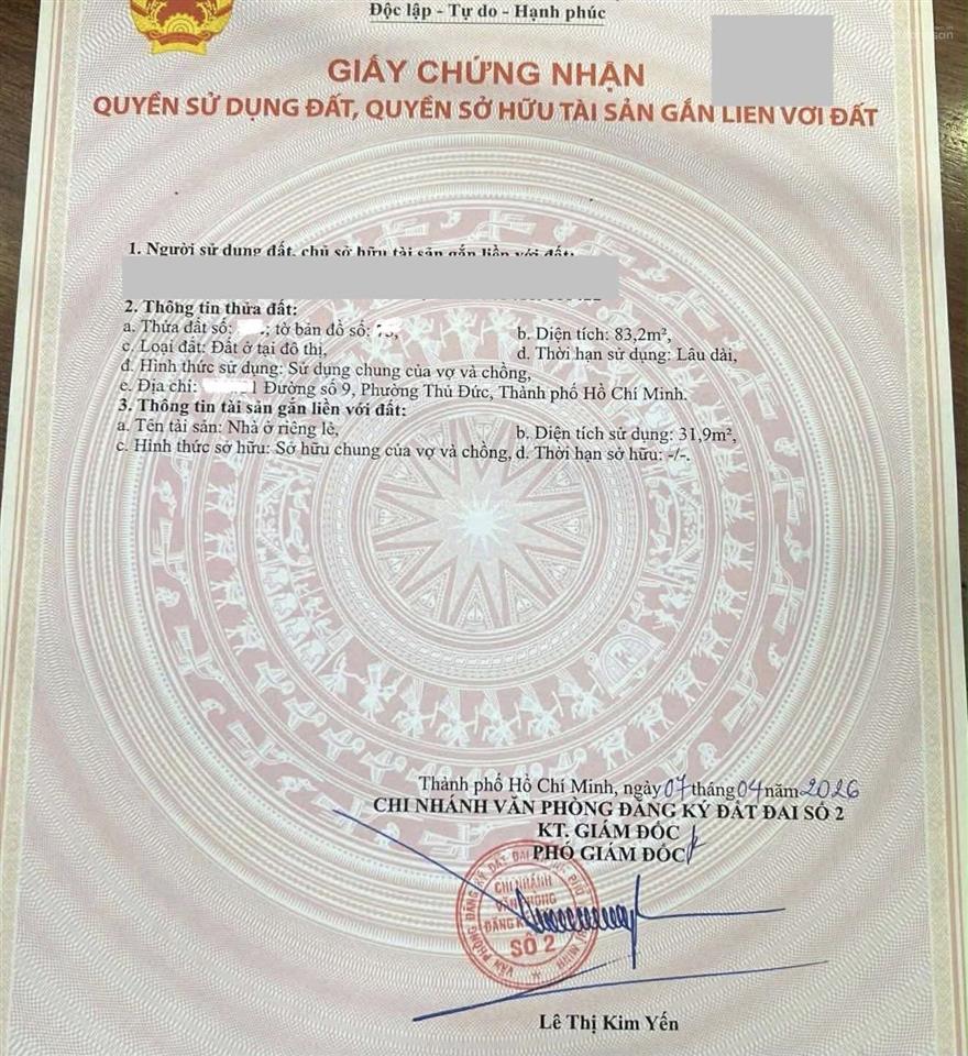 Trường thọ  4,4 tỷ  lô đất 84m². đất sạch  xây cao  ngang 4.5m
