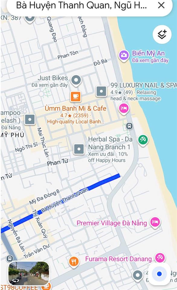 ► Mặt Tiền Bà Huyện Thanh Quan, Lõi khu du lịch Mỹ An, 306m2, ngang 8m