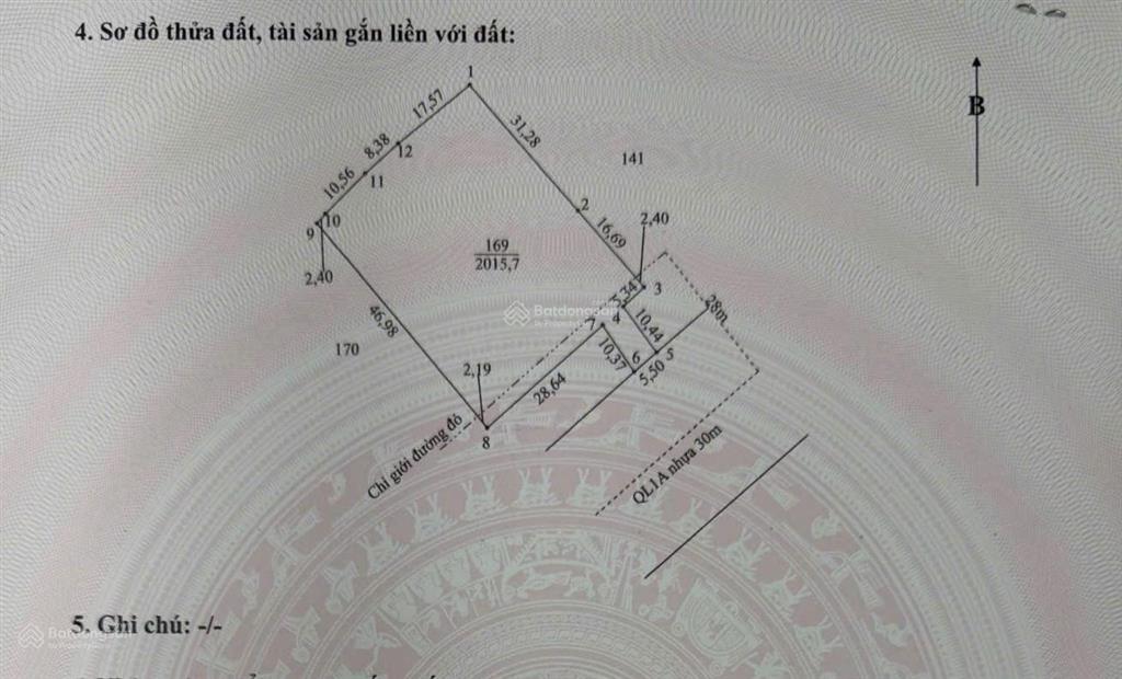 Bán đất 2.015,7m2 mặt tiền ql1a  giáp bình chánh  cách cao tốc 1km