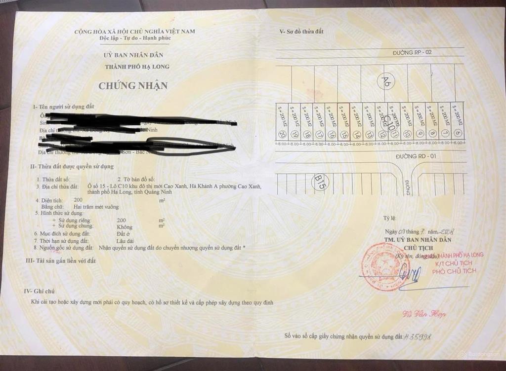 Bán đất 200m bám trục 21m kđt hà khánh a  giá cực tốt