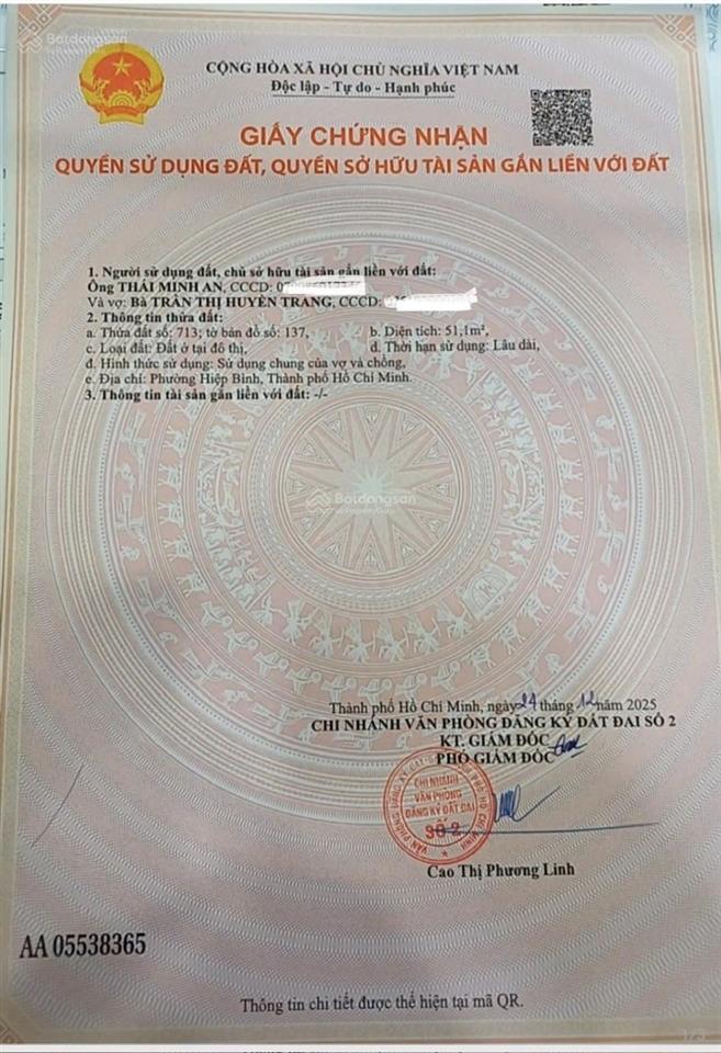 Chính chủ bán đất tại hiệp bình, hẻm xe hơi 4,35 tỷ, 52 m2