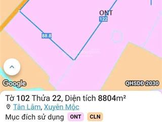 Cần bán lô đất 8800m2 có nguyên vườn trái cây tại xã tân lâm, xuyên mộc cũ. có 300m2 thổ cư 6tỷ