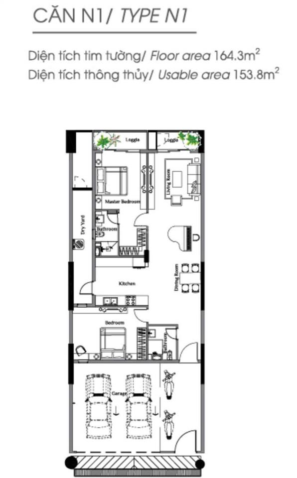 Sky linked villa, 160m2 2pn 2wc giá 10tỷ3