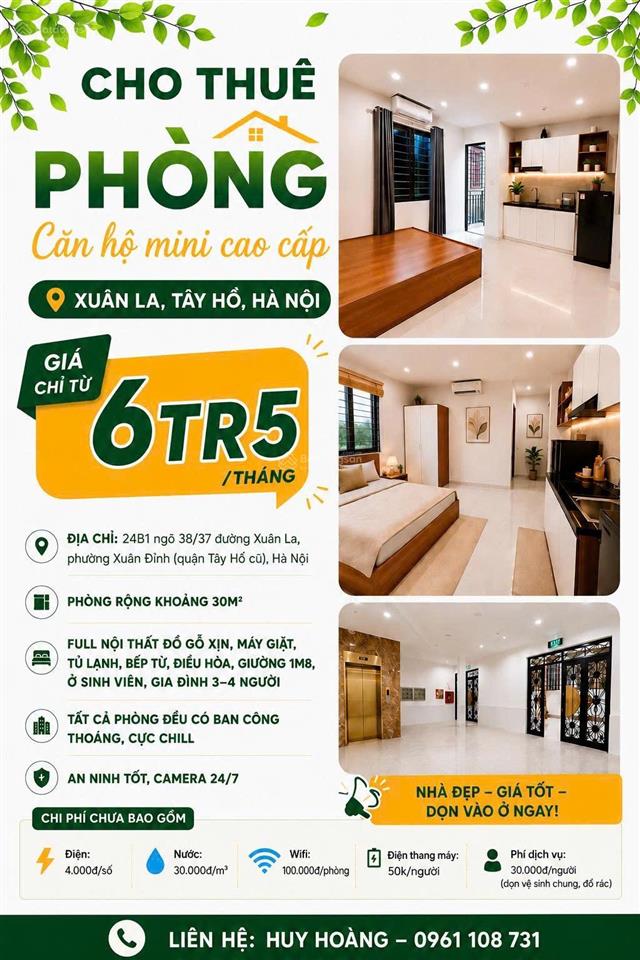 Cho thuê phòng căn chung cư mini cao cấp xuân la, tây hồ, hà nội
* địa chỉ 24c ngõ 38/37 đường