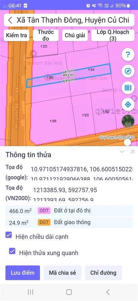 Nhà mặt tiền đường huỳnh minh mương, xã tân thạnh đông, củ chi, hcm. dt 7x69m = 493m2 thổ 120m2