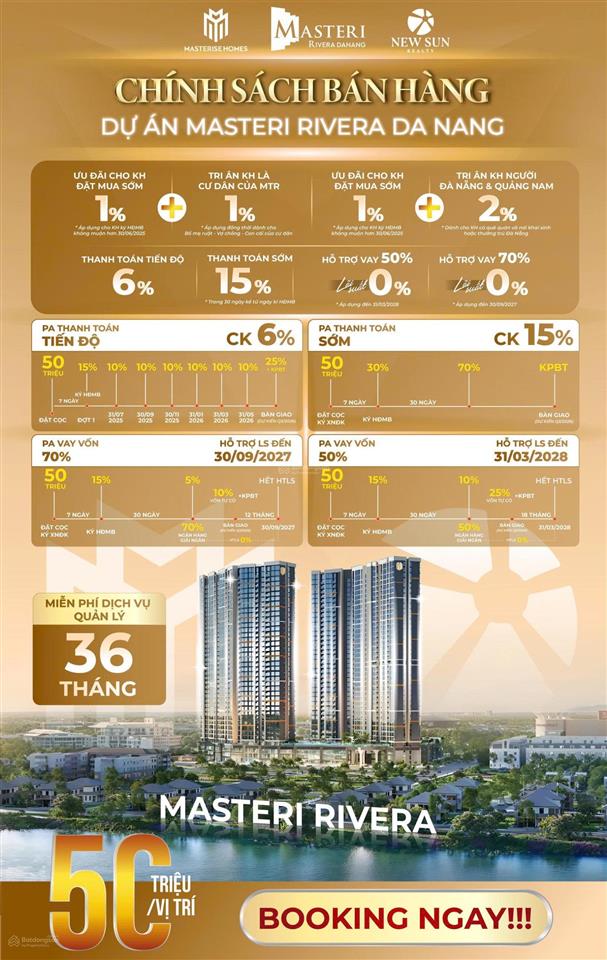 Chỉ 70tr/m2 có ngay căn hộ cao cấp 2pn chuẩn quốc tế của cdt masterisetầng 19|view trực diện sông
