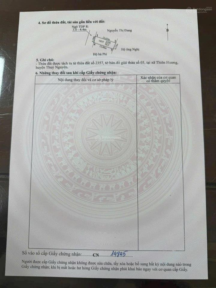 Bán lô đất tại thiên hương. cạnh kcn, trường chợ, ủy ban. siêu đẹp giá công nhân
