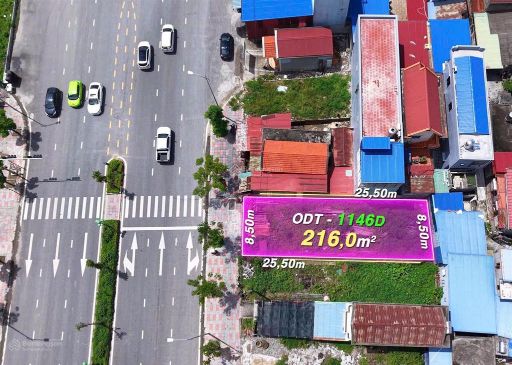 Bán lô đất ngay mặt đường đỗ mười dt 216m2, ngang 8,5m phù hợp xây dựng kinh doanh và cho thuê