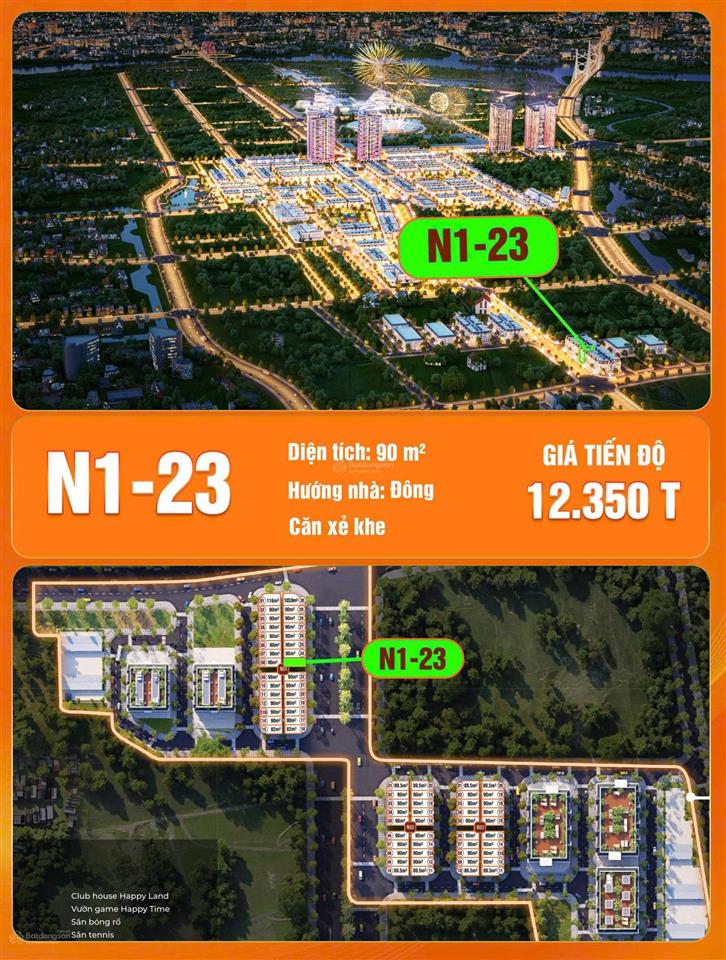 N1  23  căn góc xẻ khe mặt đường đỗ mười. diện tích 90m2 ngang 6m xây dựng 5 tầng  hướng đông