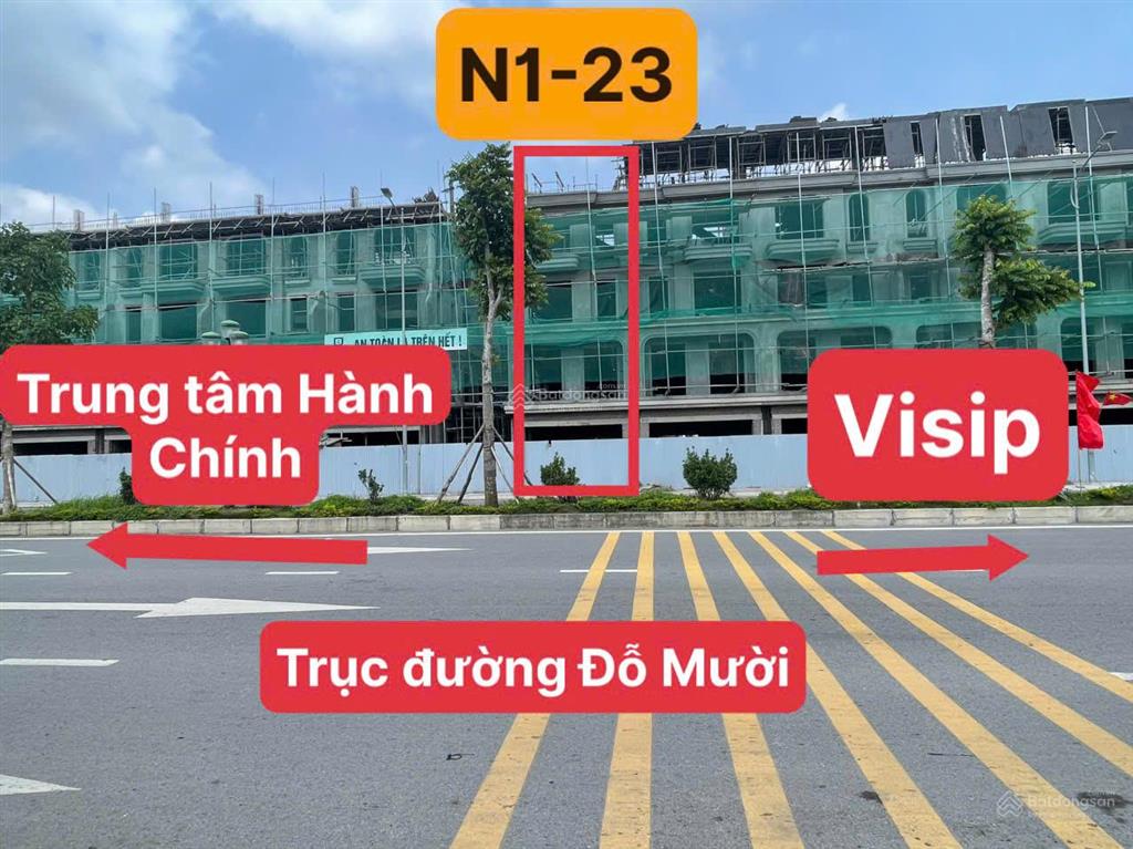 N1  23  căn góc xẻ khe mặt đường đỗ mười. diện tích 90m2 ngang 6m xây dựng 5 tầng  hướng đông