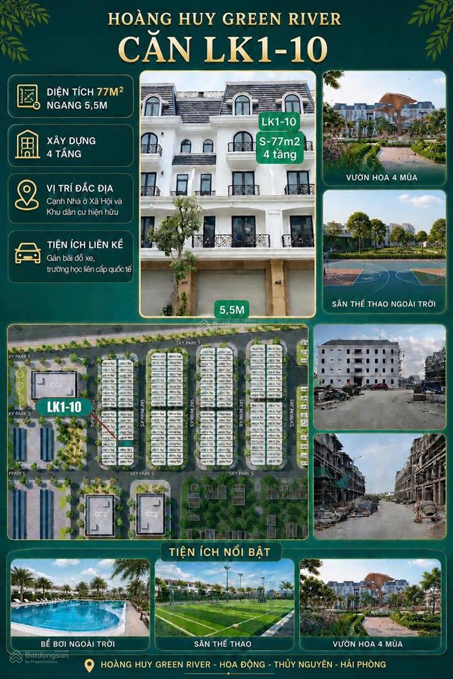 Hoàng huy green river căn lk110. vị trí ngay sát 2 dãy nhà ở xã hội và cạnh khu dân cư hiện hữu