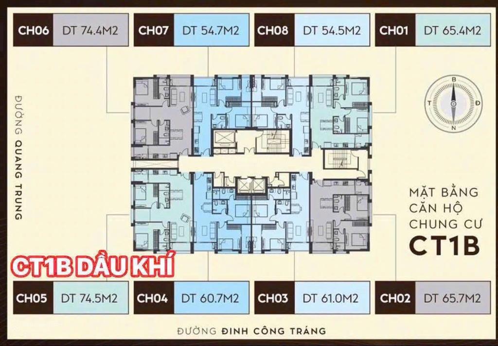 Bán chung cư dầu khí quang trung ct1b bàn giao cuối năm 2026 view đường đinh công tráng