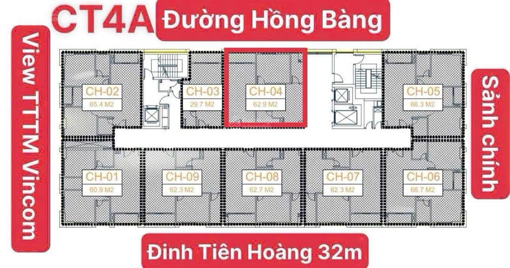 Bán căn ch04  chung cư dầu khí quang trung ct4a view hồng bàng hướng đông mát mẻ cạnh vincom