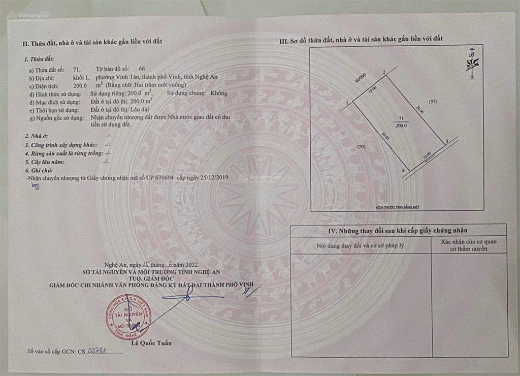 Bán đất đấu giá khối 1 vinh tân quy hoạch đẹp, giá trị tiềm năng tương lai