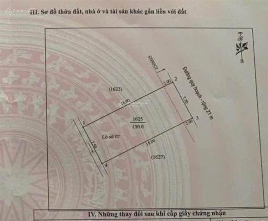Đất quy hoạch hưng đông, xây dựng tự do rộng 7.5m, đường quy hoạch 10m hướng tây nam
