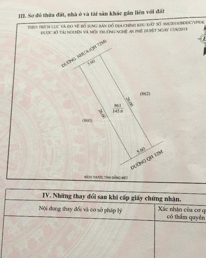 Đất mặt đường 72m đoạn đẹp nhất tp vinh