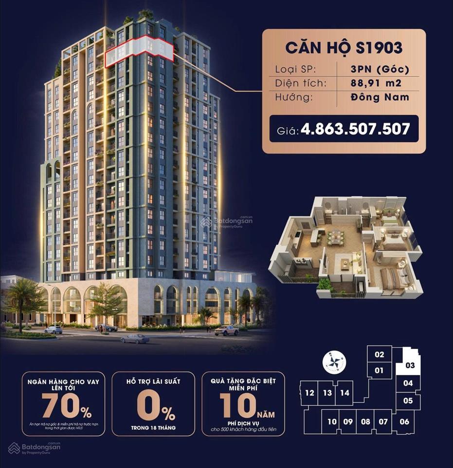 Căn hộ 3pn siêu hot vinh heritage trung tâm tp vinh giá tốt