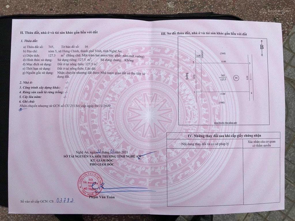 Cần tiền bán lô đất khu đấu giá xóm 5 hưng chính, giá mềm nhất khu vực đường rải thảm 15m