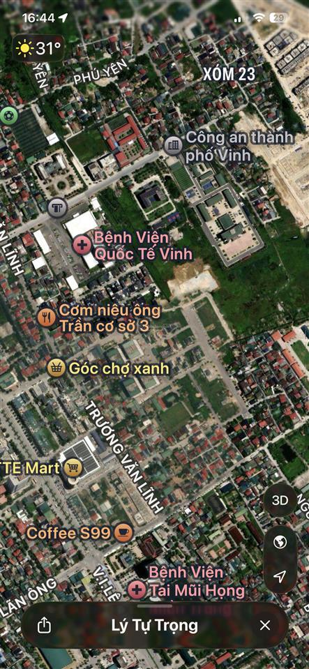 Bán 129,5m2 đất mặt đường lý tự trọng  nghi phú