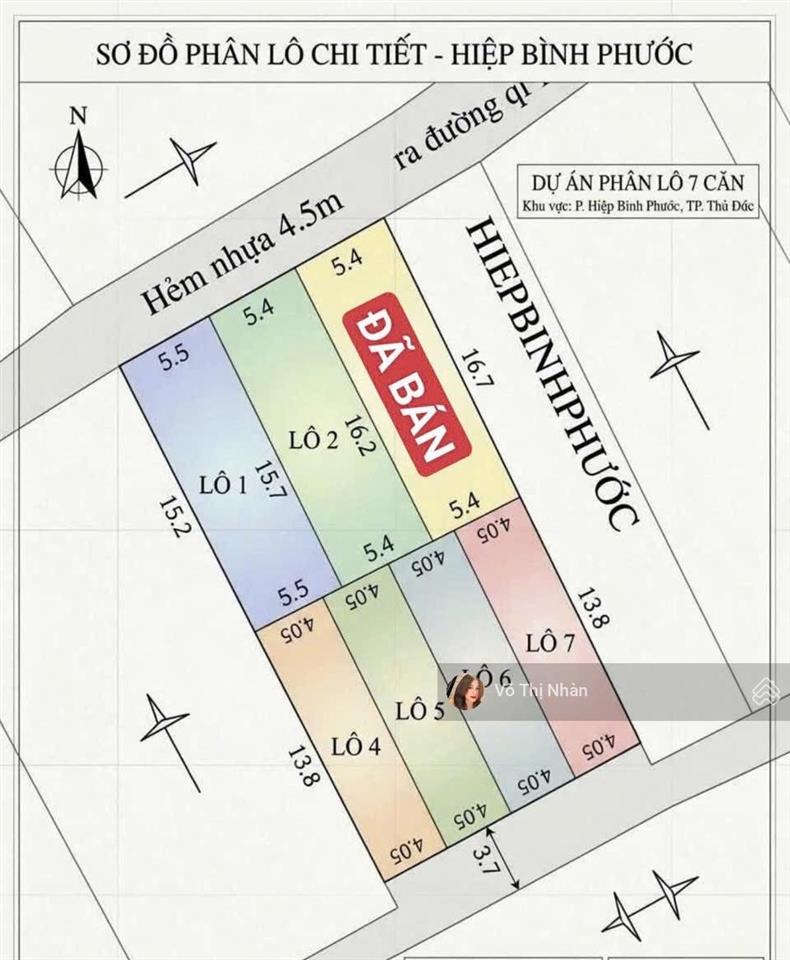 Lô đất đường số 9 hiệp bình phước thủ đức  giáp kđt vạn phúc  dt 5.5*16.2m