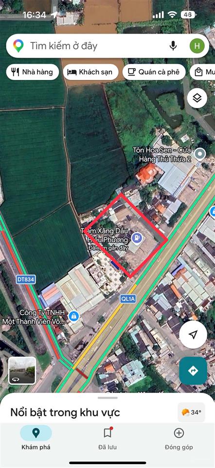 Cần bán cây xăng mt quốc lộ 1a phường 5, tân an, long an, dt 2804m2, ngay vòng xuyến tân an, 65 tỷ