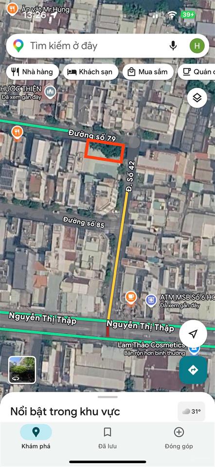 Lô đất đẹp góc 2mt đường số 79 và số 42 phường tân hưng, thích hợp xây căn hộ, văn phòng, giá 45 tỷ