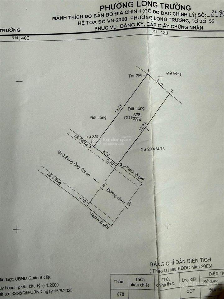 Đất 81m2  4,5 tỷ bưng ông thoàn  liên phường p phú hữu quận 9