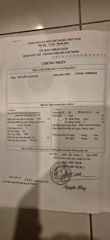 cần bán nhà chính chủ phường 8, sát mercedez quang trung