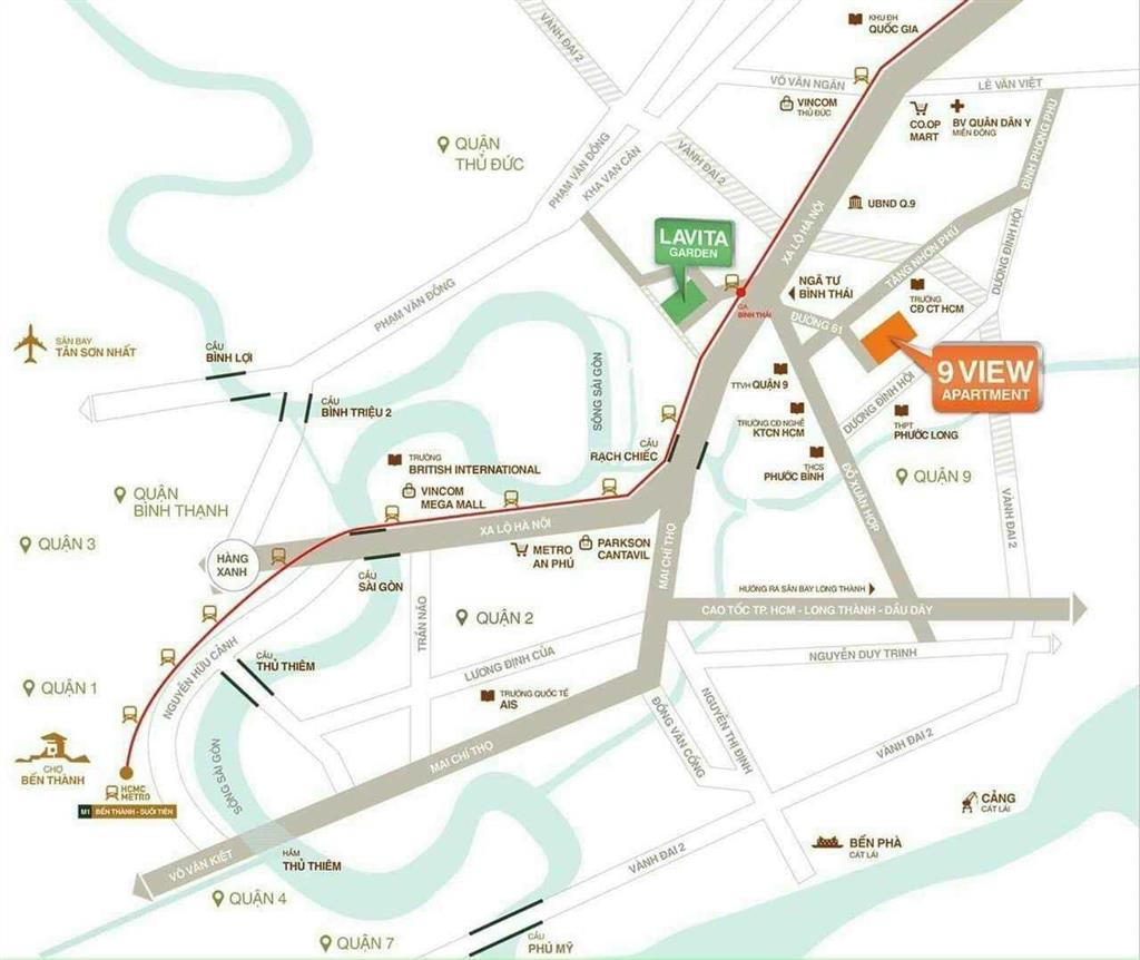 Cho thuê chung cư 9 view apartment, căn 60 2pn  7tr5, 0903 333 *** mr viên