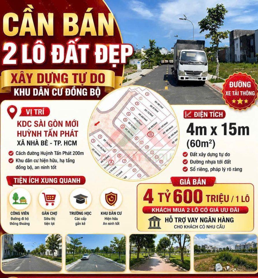 Bán đất sổ riêng lô góc khu dân cư sài gòn mới 4x16, giá 4ty6 TL  