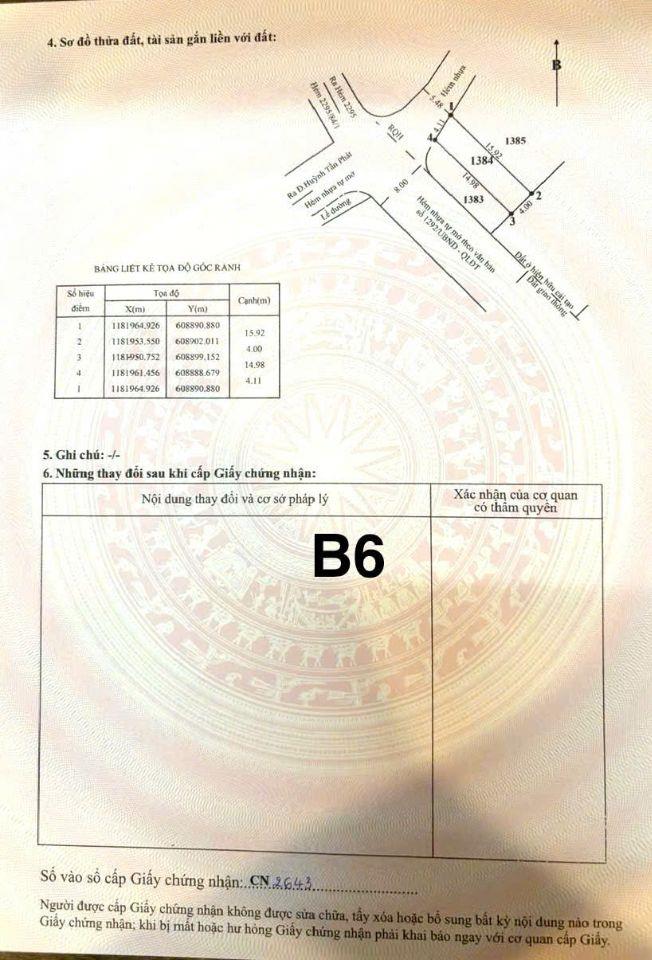 Bán đất sổ riêng lô góc khu dân cư sài gòn mới 4x16, giá 4ty6 TL  