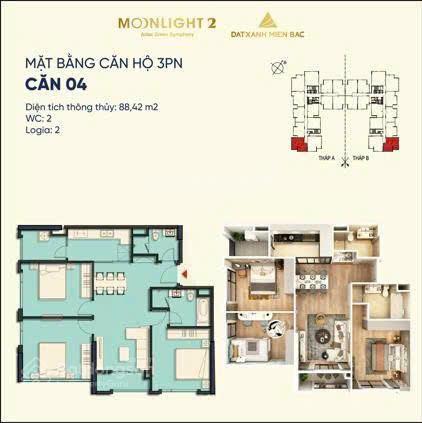 Ký trực tiếp cđt bán căn 04  3pn 88m2 tầng trung toà moonlight 2 kđt an lạc green symphony